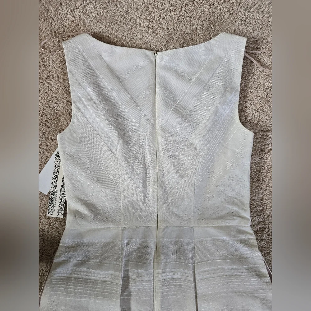 New Kay Unger New York Womens Size 6 A Line V Neck Short Ivory Sleeveless Dress - Picture 15 of 16